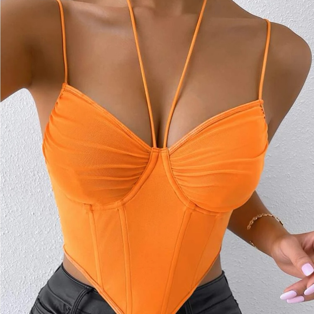 orange corset top y2k trendy bustier 90s pinterest aesthetic party college